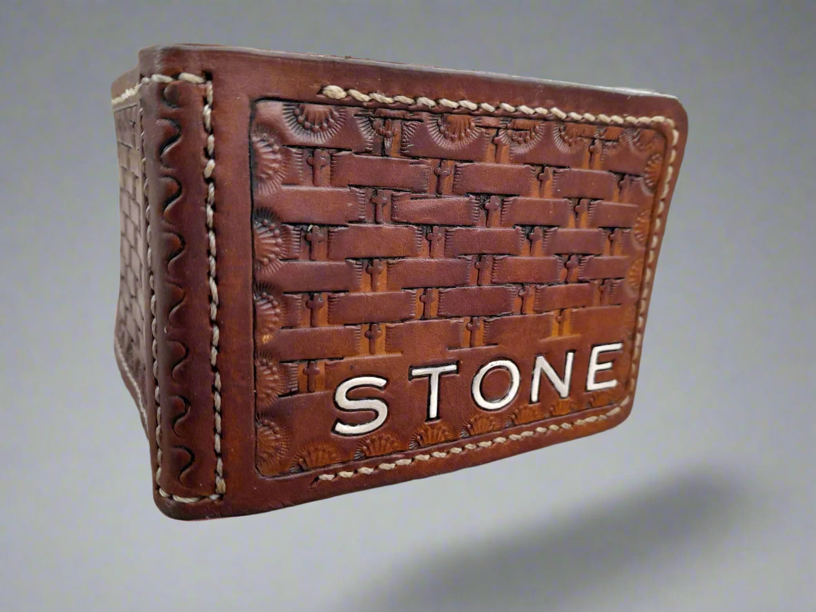 Thin billfold money clip wallet engraved and monogrammed