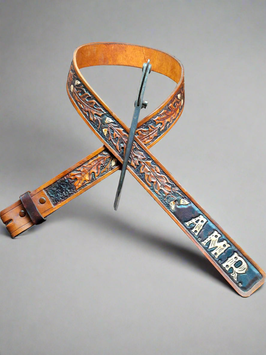 Monogrammed leather Belt