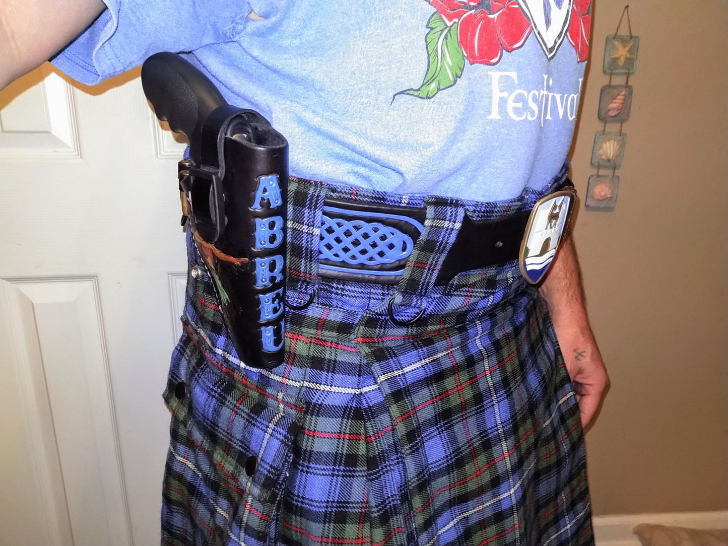 custom monogrammed leather belt and holster
