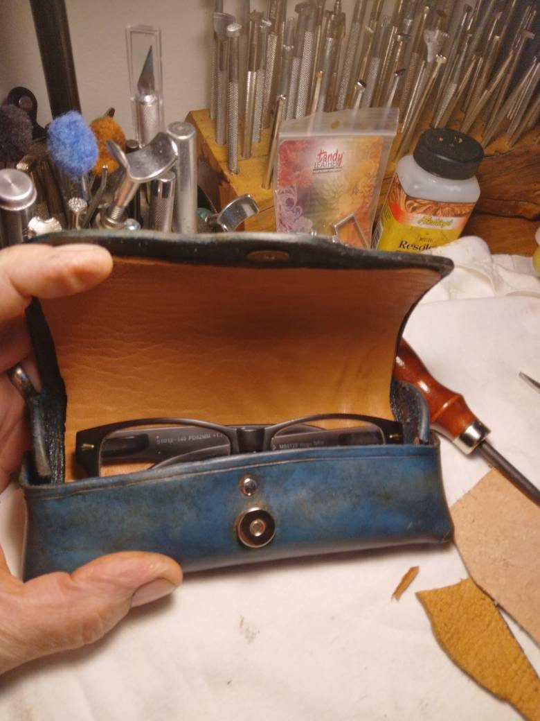 Handmade, Personalized, Engraved Leather Eyeglass case