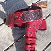 357 Revolver Pistol holster. Handmade for right handed use. monogrammed with heavy duty clip mount.