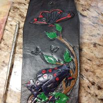 Handmade Padded Monogrammed Bass Guitar Strap with frog