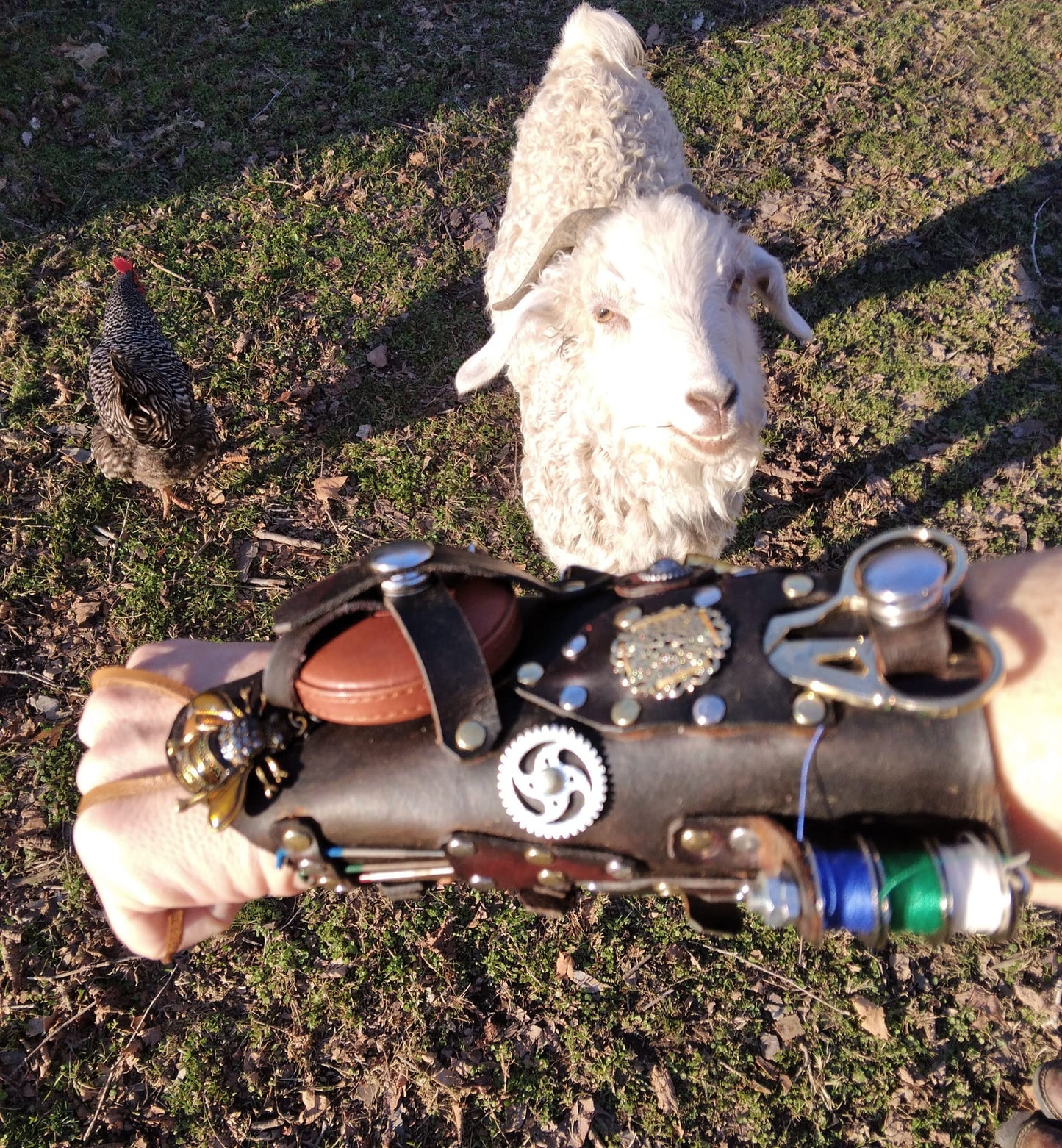 The Steamstress Tool Kit Wrist Bracer / Gauntlet Cuff. For seamstress and cosplay, costume and creative use.