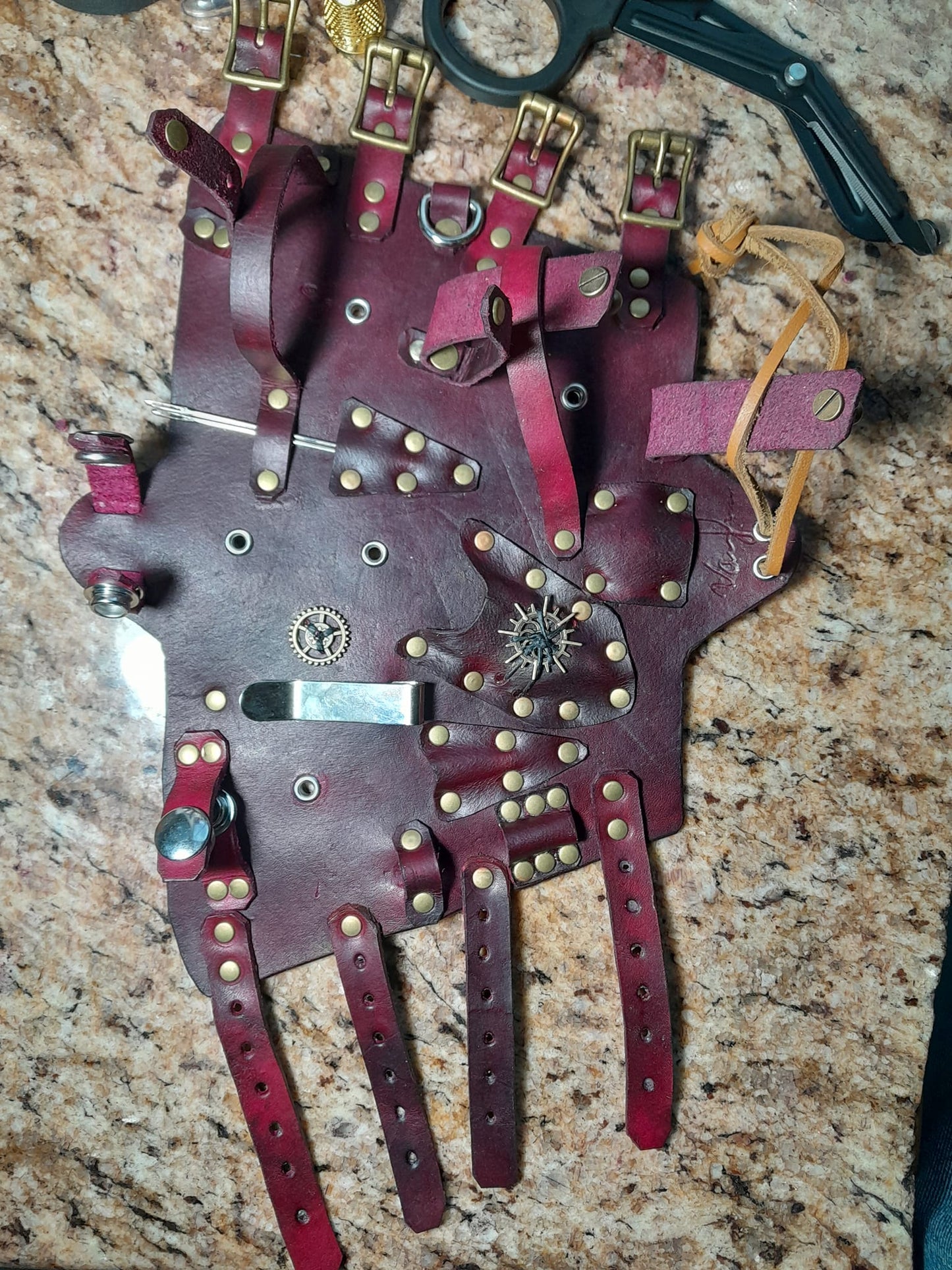 The Steamstress Tool Kit Wrist Bracer / Gauntlet Cuff. For seamstress and cosplay, costume and creative use.