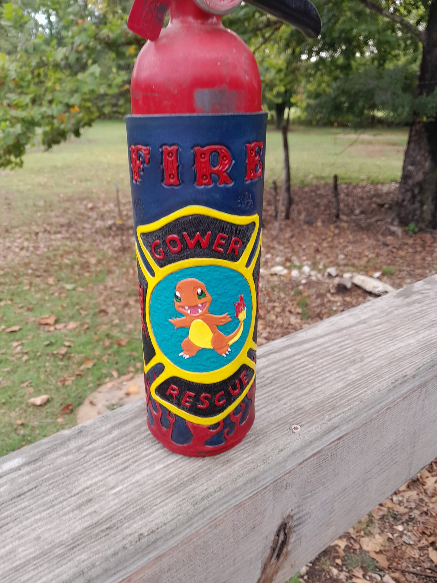 fire extinguisher wrap with Charmander