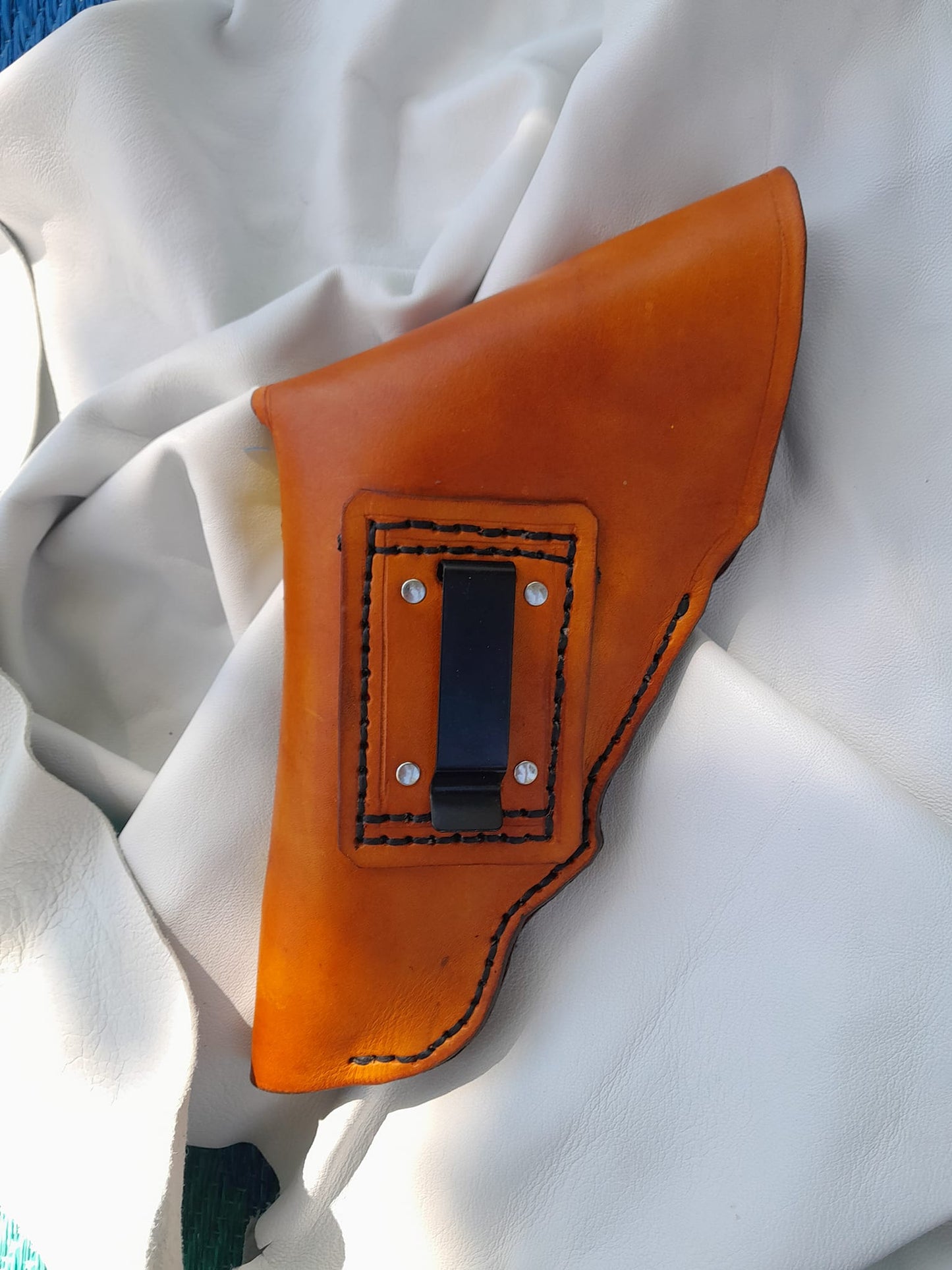 Flap Holster Handmade for right handed use. Freehand engraved, monogrammed, and made from scratch pistol holster for auto-loader or revolver.