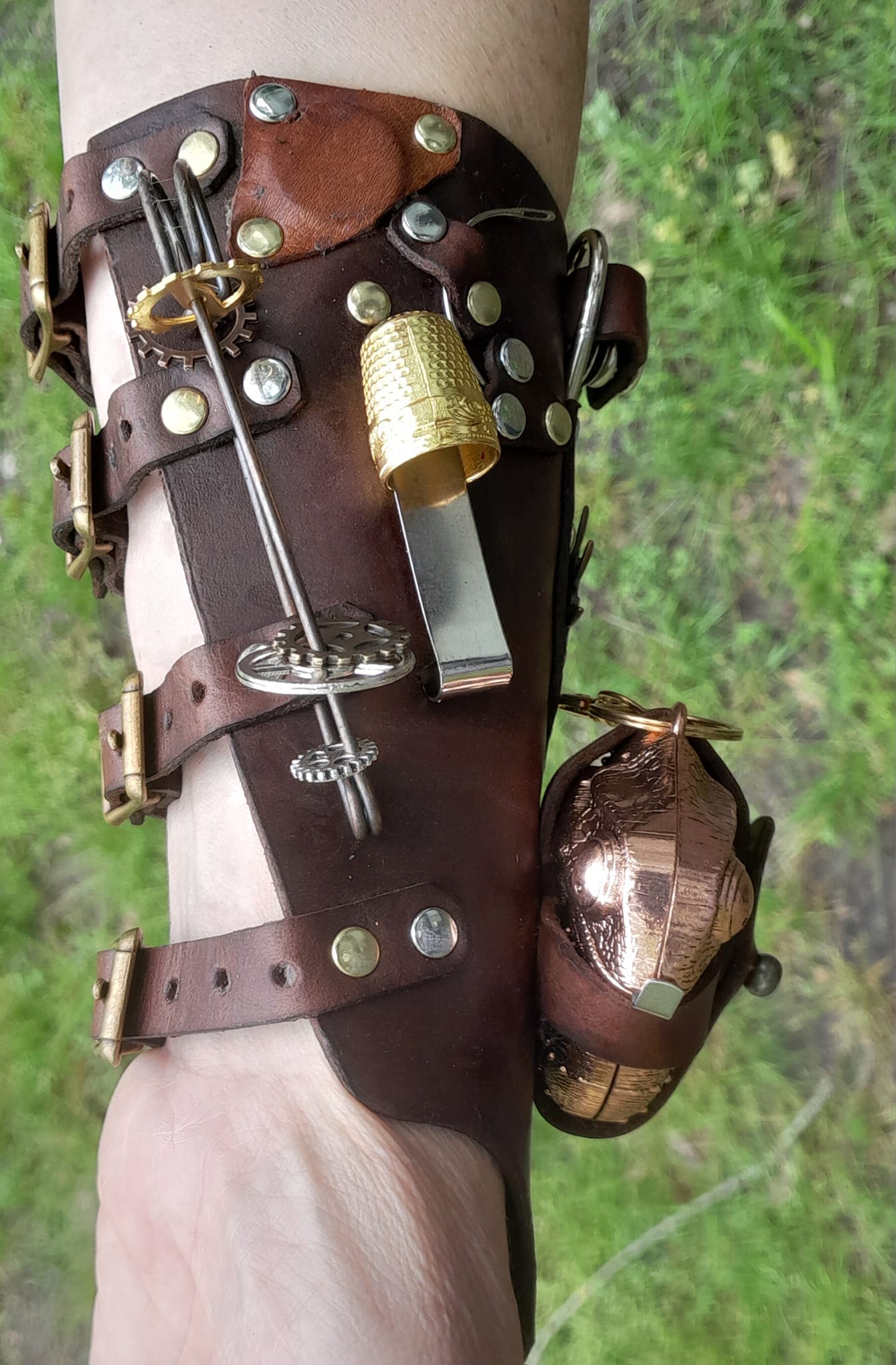 The Steamstress Tool Kit Wrist Bracer / Gauntlet Cuff. For seamstress and cosplay, costume and creative use.