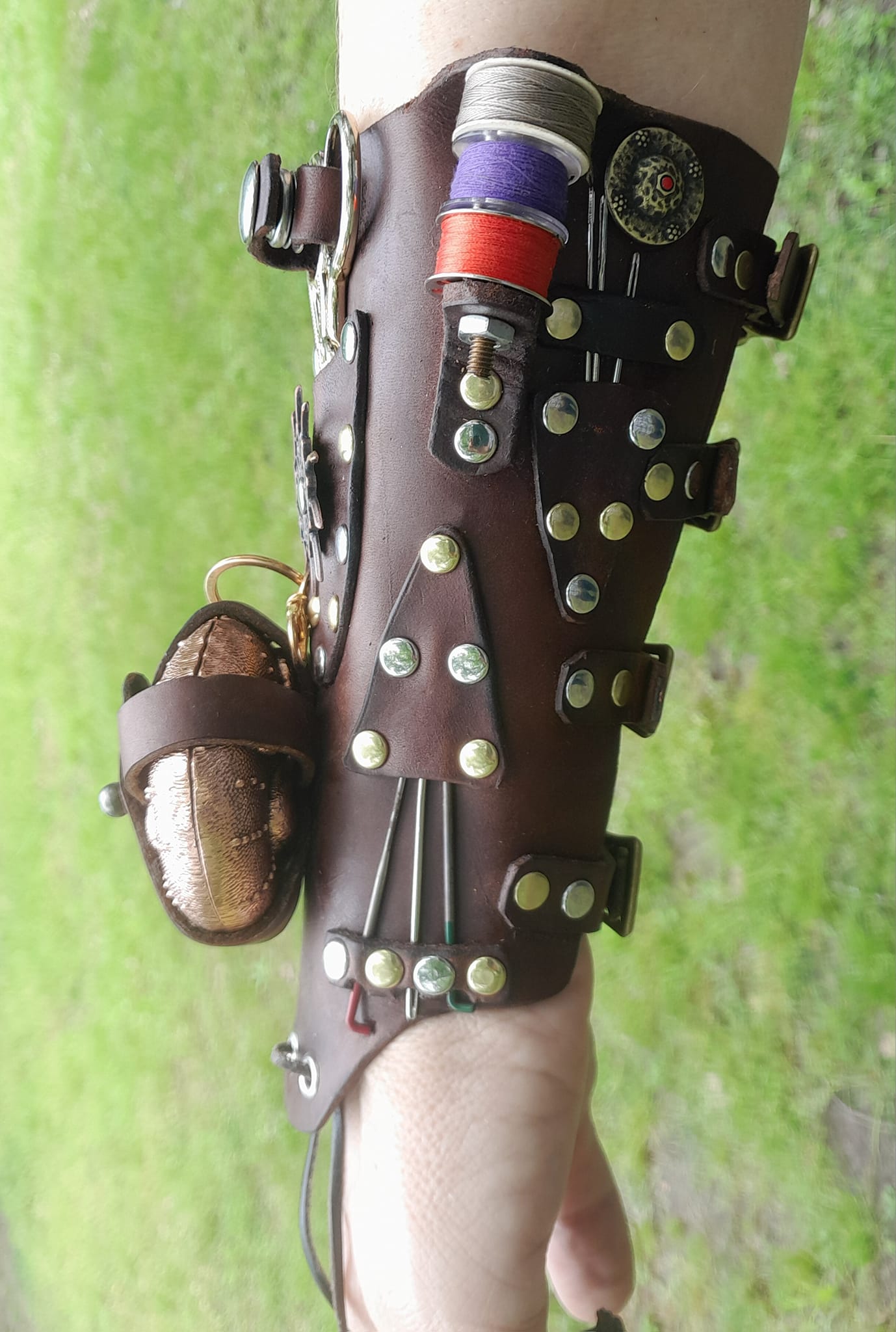 The Steamstress Tool Kit Wrist Bracer / Gauntlet Cuff. For seamstress and cosplay, costume and creative use.