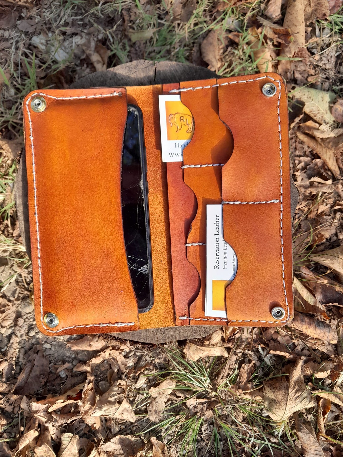 Long Cell Phone Sized Wallet Checkbook With Tribal Wolf