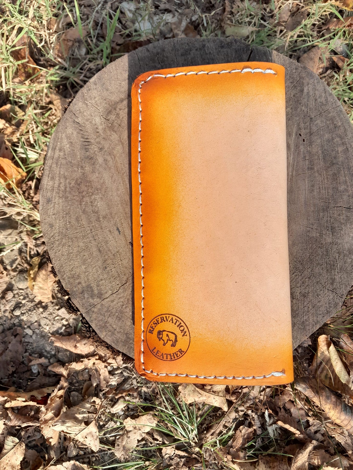 Long Cell Phone Sized Wallet Checkbook With Tribal Wolf