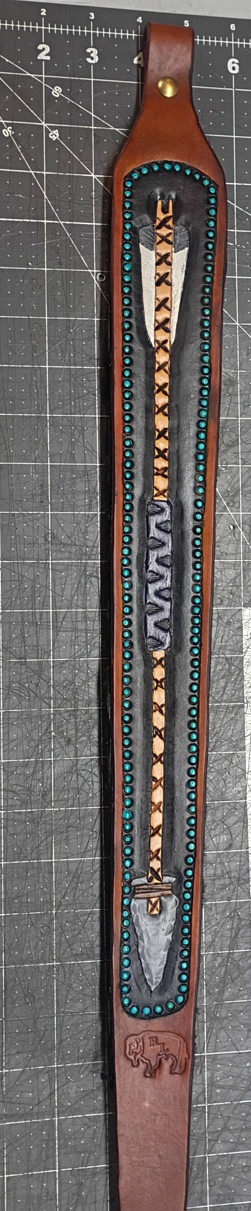 Handmade Leather Rifle and Shotgun sling, made from scratch, monogrammed and personalized.