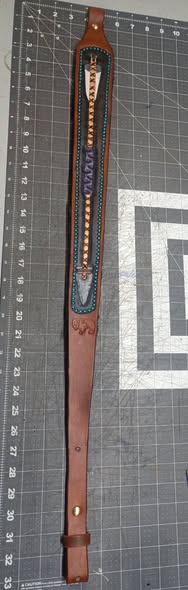 Handmade Leather Rifle and Shotgun sling, made from scratch, monogrammed and personalized.