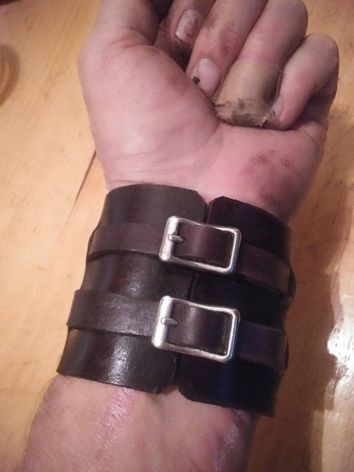 Handmade Leather Wrist Cuff Blacksmith Style Wristband Bracer