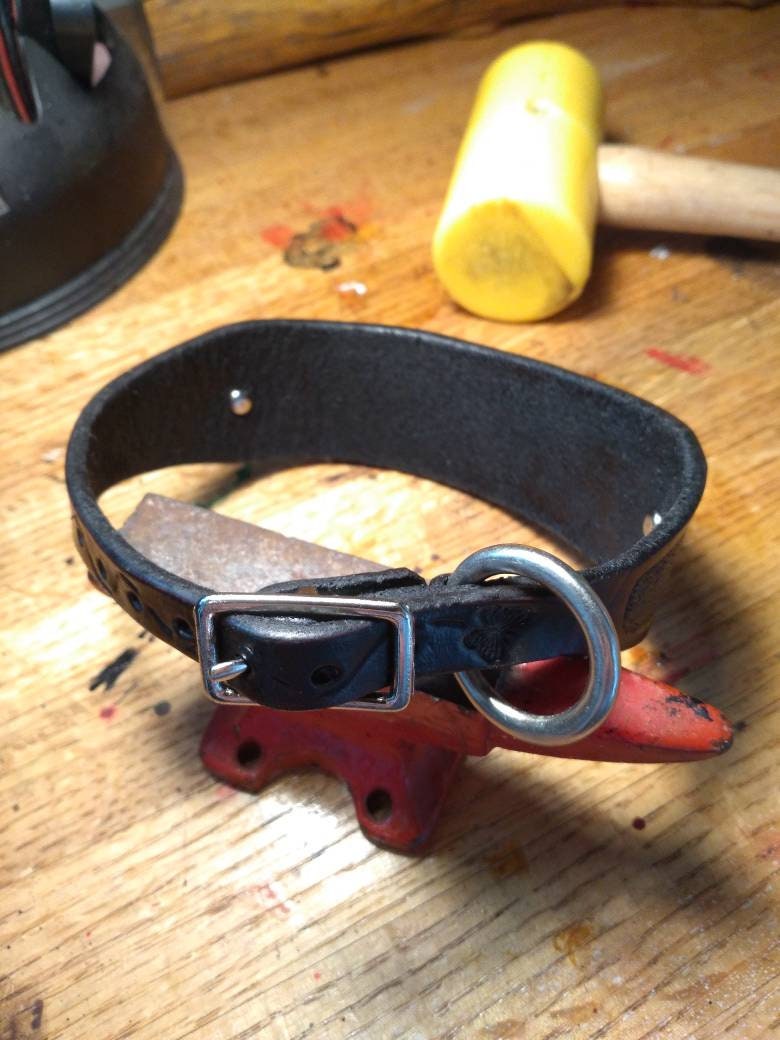 Engraved leather dog collar.