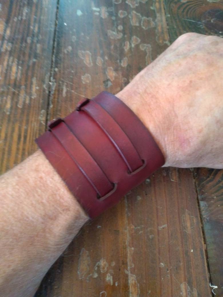 Handmade Leather Wrist Cuff Blacksmith Style Wristband Bracer