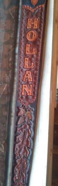 Handmade Leather Rifle and Shotgun sling, made from scratch, monogrammed and personalized.