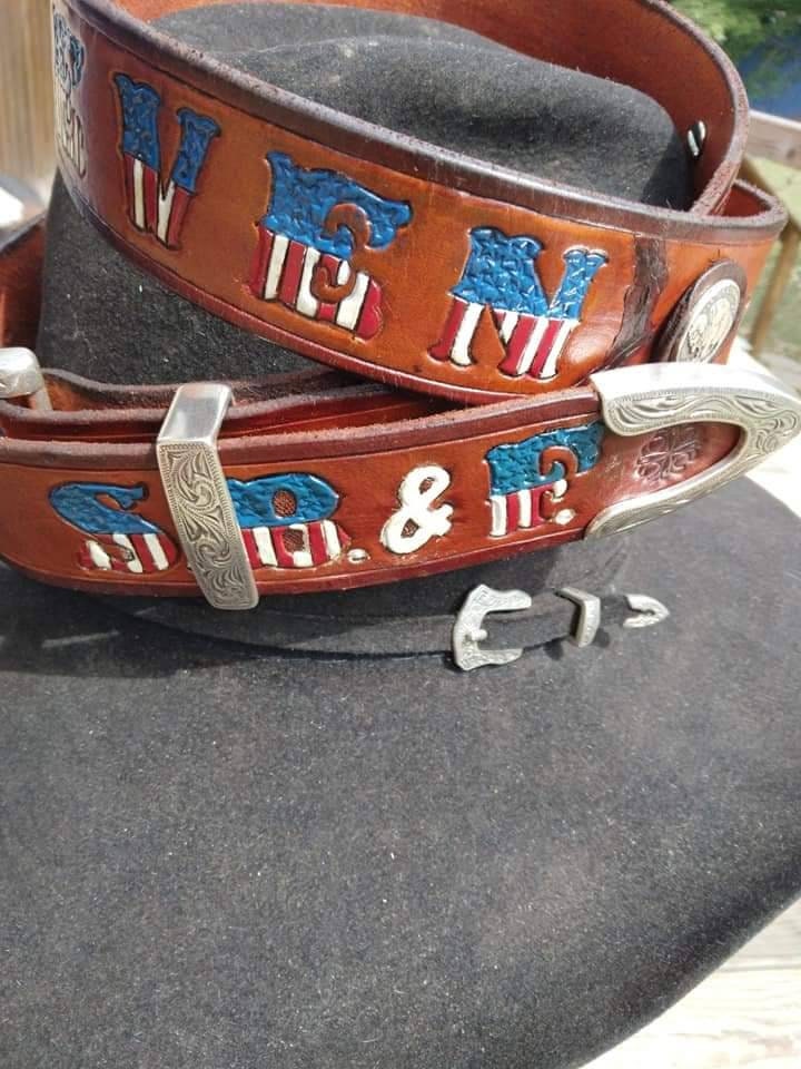 Classic styled, Monogrammed hand made, leather belt.