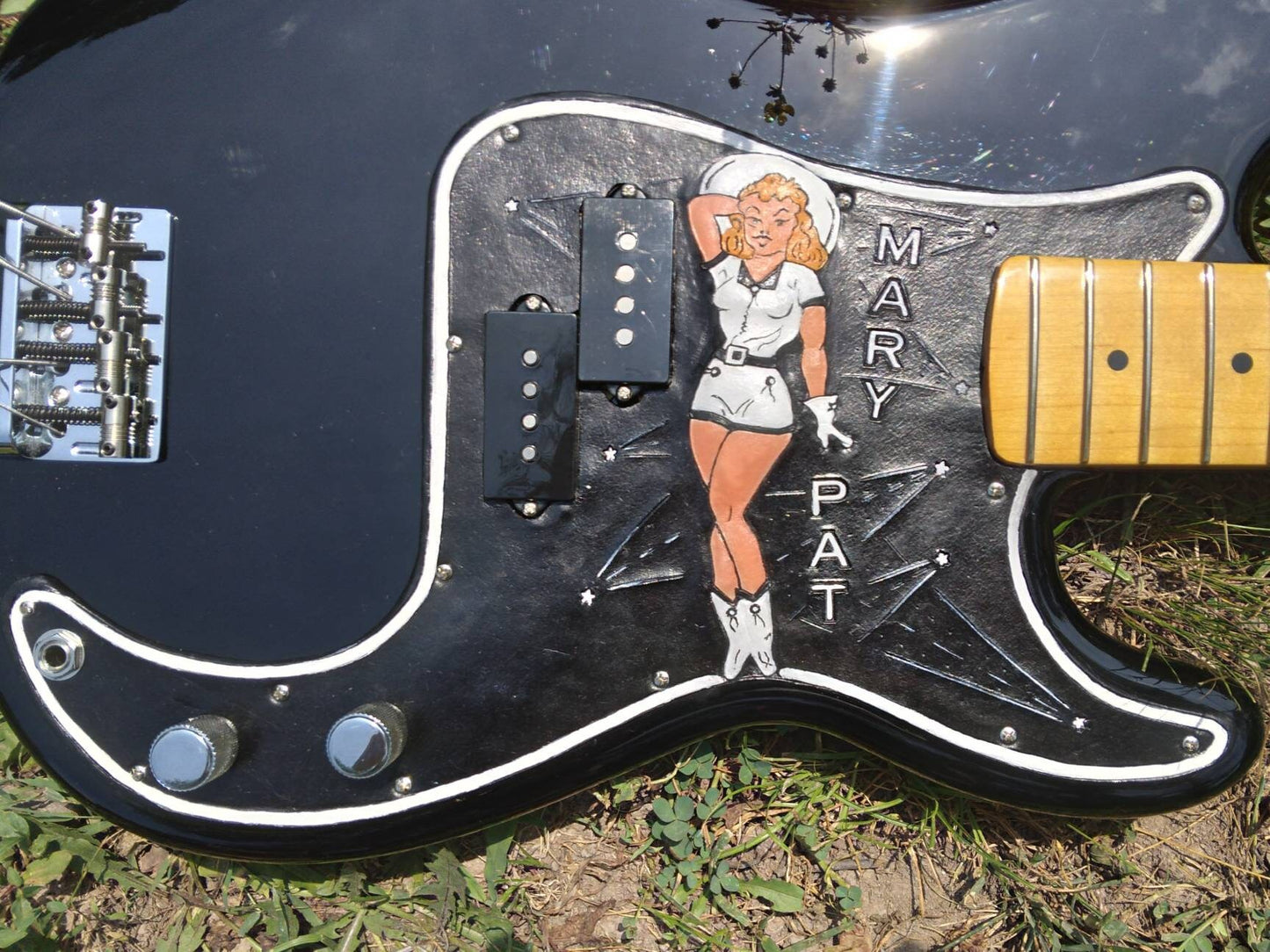 Leather Fender Bass Pickguard Monogrammed Pinup.