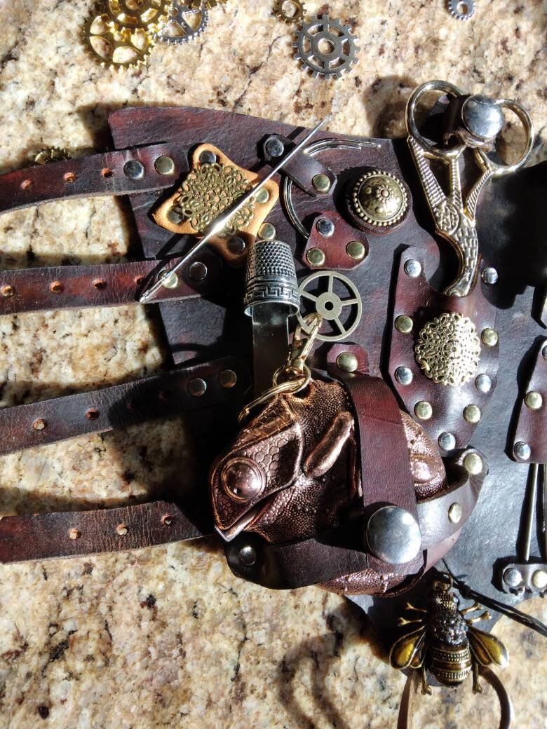 The Steamstress Tool Kit Wrist Bracer / Gauntlet Cuff. For seamstress and cosplay, costume and creative use.